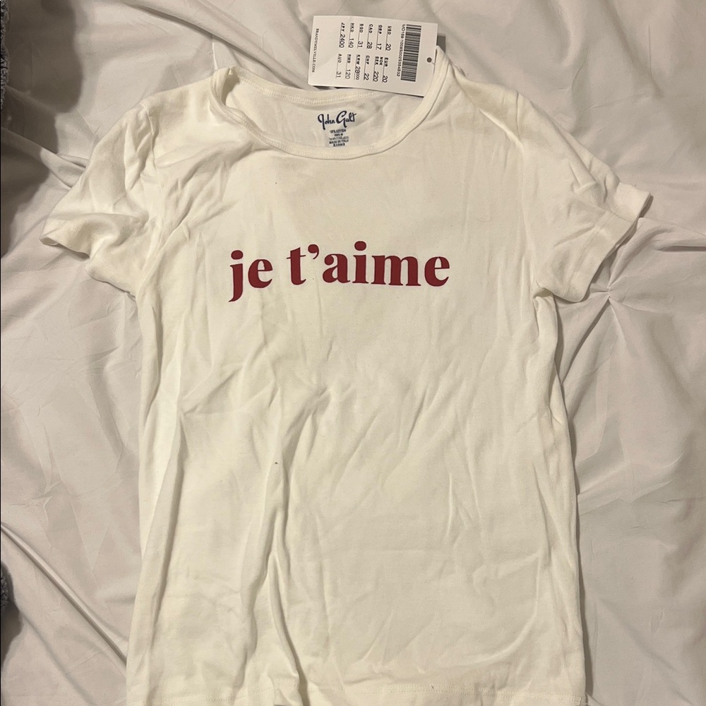 Brandy Melville Cream Tee with Red Print